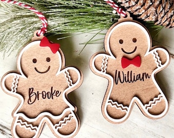 Personalized Gingerbread Christmas Ornament | Engraved Maple Veneer