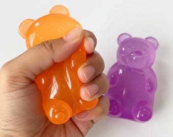 麦芽糖ベアスクイーズトイ｜半透明でゆっくりと反発するフィジェットトイ｜子供と大人のためのキュートなストレス解消スクイーズトイ