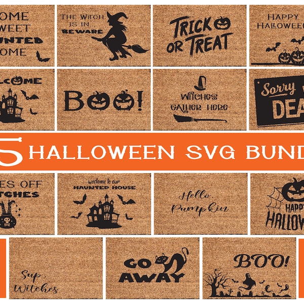 Halloween Door Mat SVG Bundle, Halloween SVG, Welcome Porch Sign SVG, Halloween Door Mat svg, Fall Door mat svg, porch sign svg, weclome mat