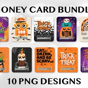 Pacchetto carte denaro Halloween, Carta denaro PNG, Design carta denaro, Titolare carta regalo Halloween, Porta denaro PNG, Design sublimazione, Denaro PNG