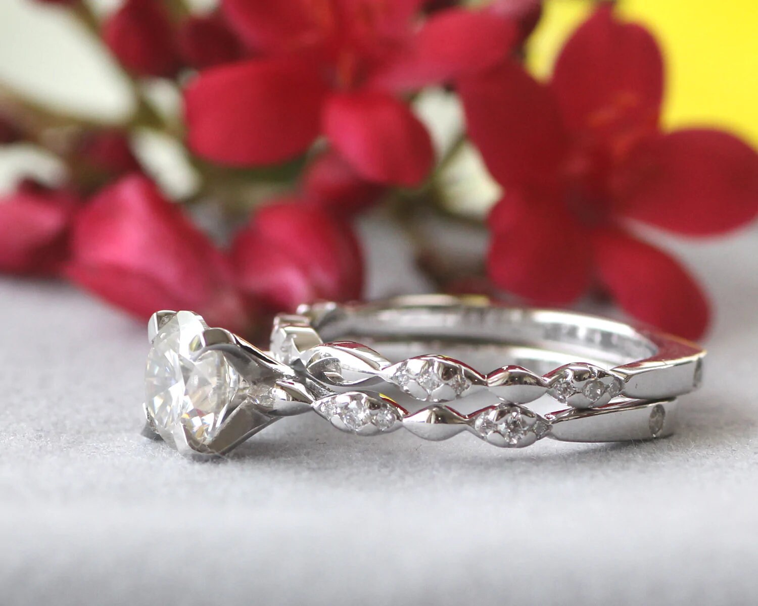 40 Saleclassic Round Cut Engagement Ring With Wedding Ring Etsy