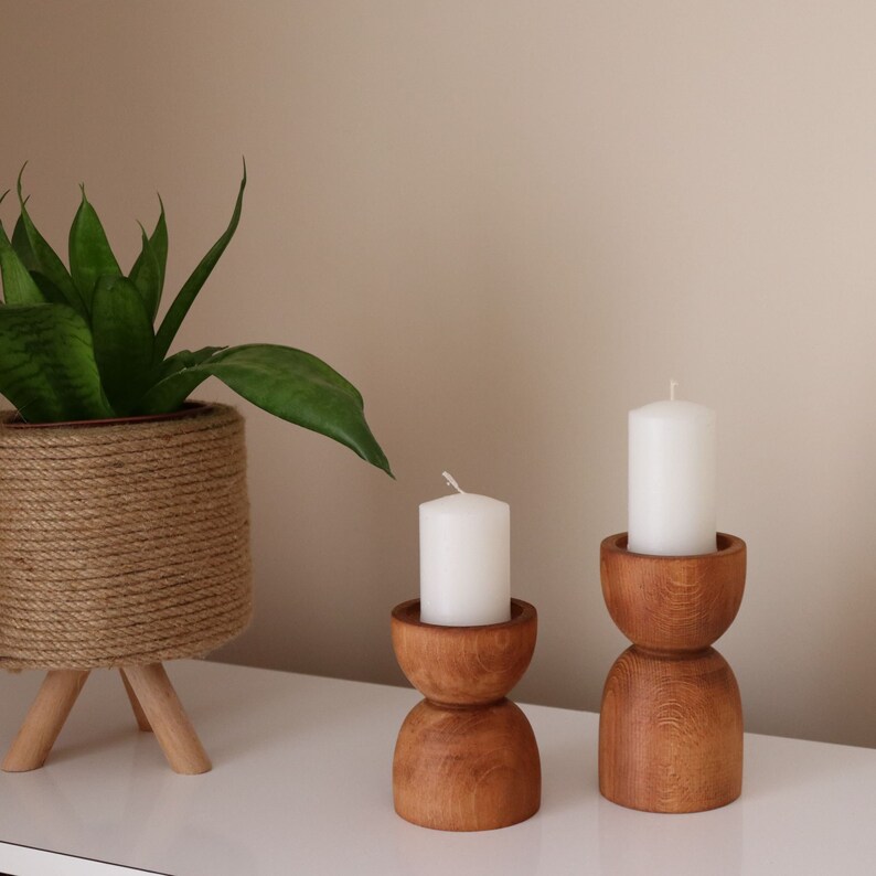 Wooden Candle Holder Sets Modern Candlestick Holder Tea Etsy