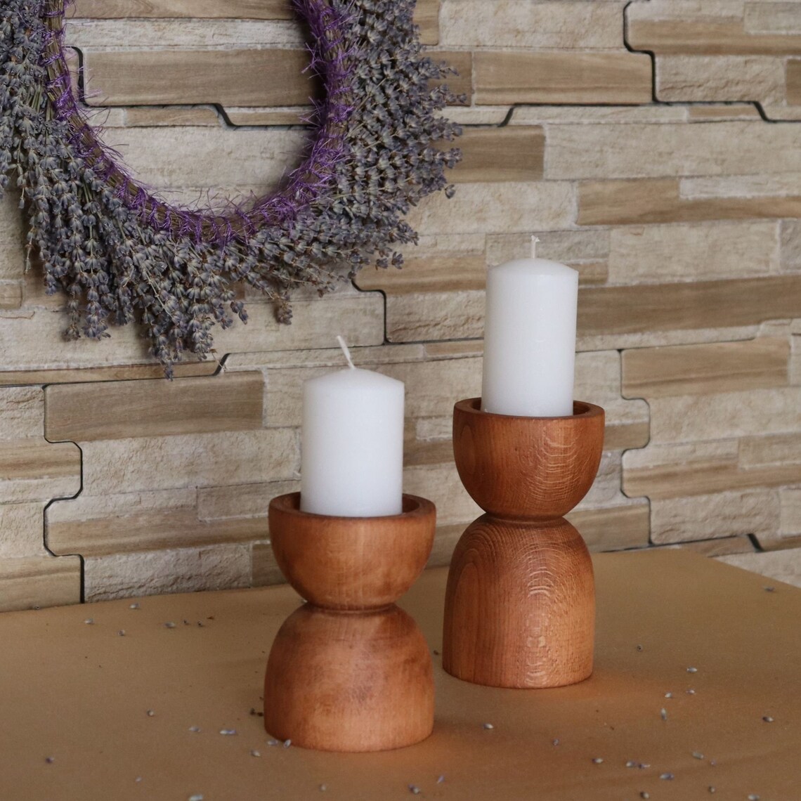 Wooden Candle Holder Sets Modern Candlestick Holder Tea Etsy