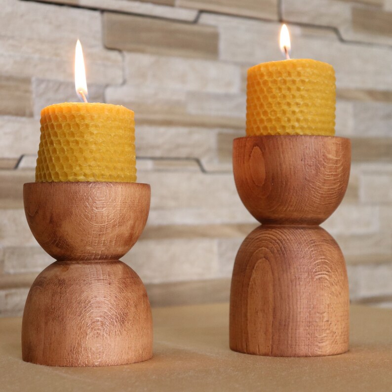 Wooden Candle Holder Sets Modern Candlestick Holder Tea Etsy