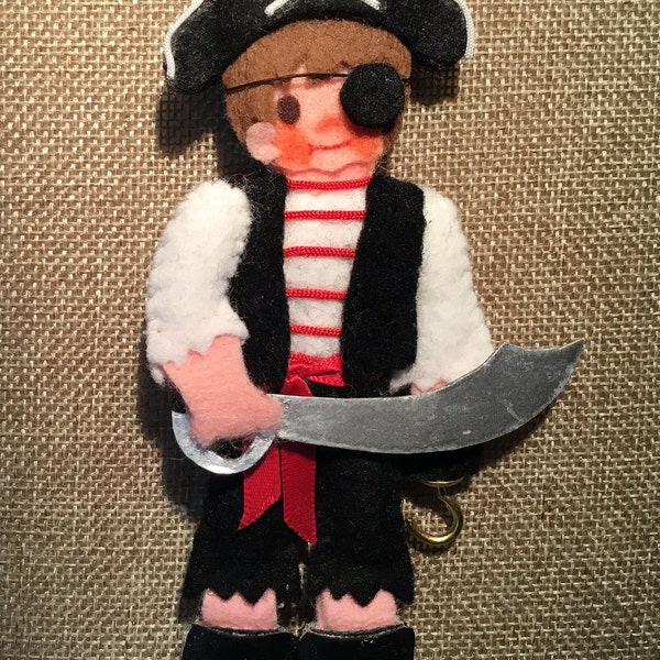 Arrrr Matey Pirata relleno fieltro adorno de figurilla navideña