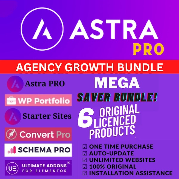 Astra Pro+Astra Pro Addon+Astra Premium Sites+Ultimate Addons für Elementor+WP Portfolio Plugin+Convert Pro Plugin+Schema Pro Plugin