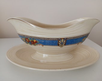 Vintage Crown Ducal Gravy Boat With Attached Drip Dish