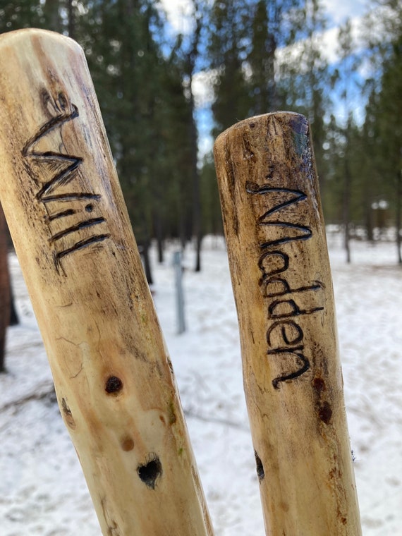 Personalized Compass Walking Stick With Leather Strap Etsy