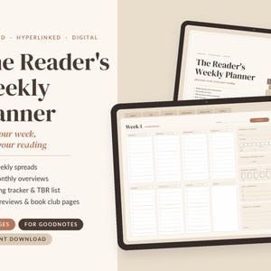 Reading Weekly Planner | Undated Digital Planner for GoodNotes | Bookish iPad Planner with Reading Tracker, TBR List | Hyperlinked PDF