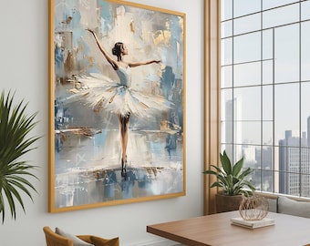 Elegant Ballet Dancer Canvas Wall Art, White Tutu Dance Canvas, Contemporary Ballet Art on Canvas, Graceful Dance Decor, Modern Art Print