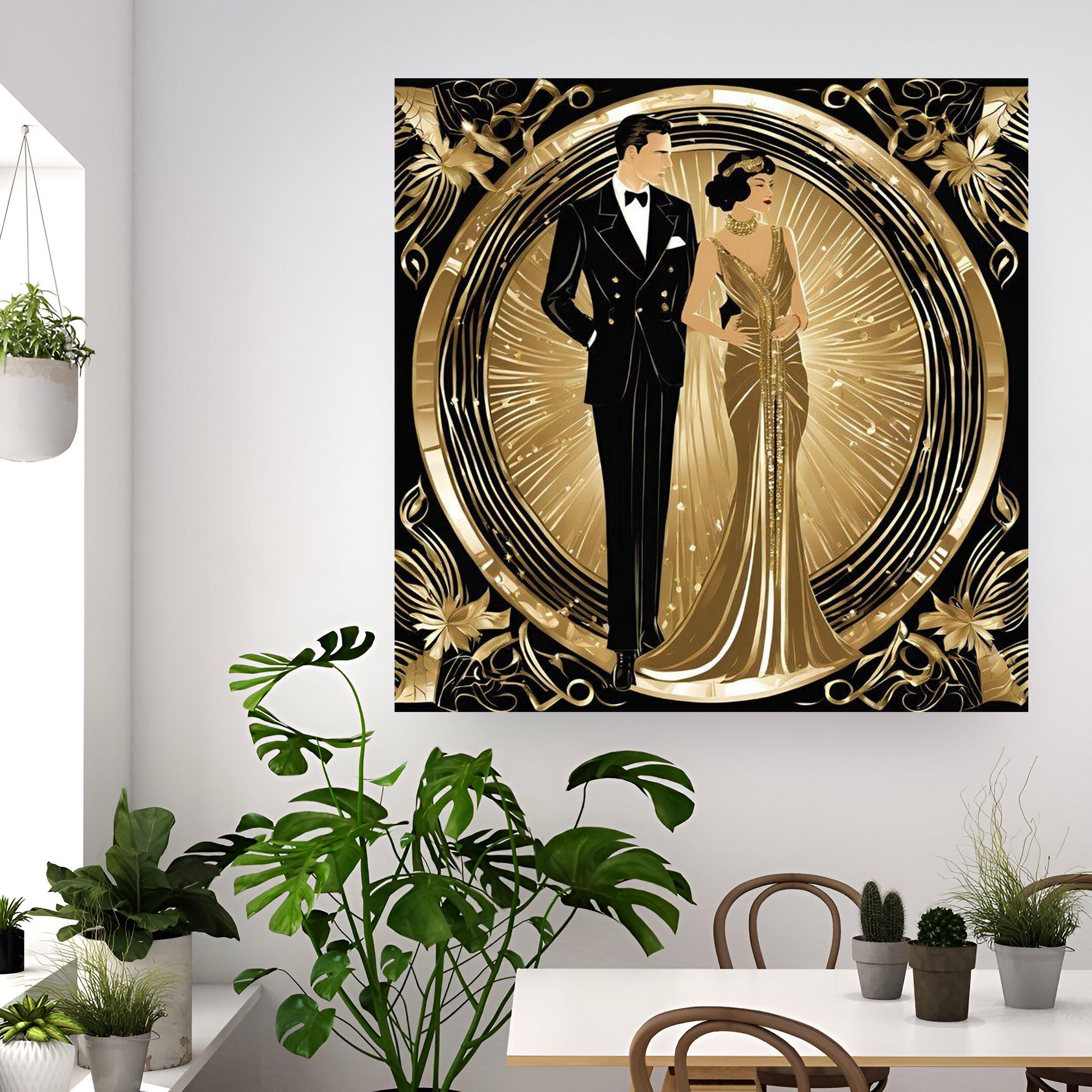 Elegant 1920s Couple Canvas, Art Deco Wall Art, Vintage Glamour Decor ...