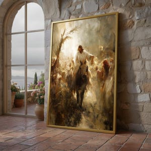 Jesus Triumphal Entry Canvas, Religious Wall Art, Christian Home Decor, Framed Spiritual Print