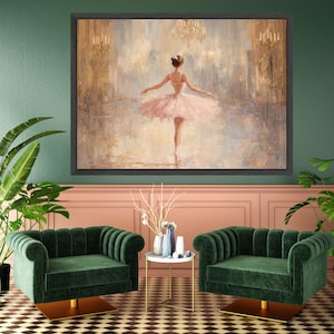 Elegant Ballet Dancer Canvas, Feminine Wall Art Print, Soft Pink Tutu, Scandinavian Wall Art, Nursery Wall Art image 3