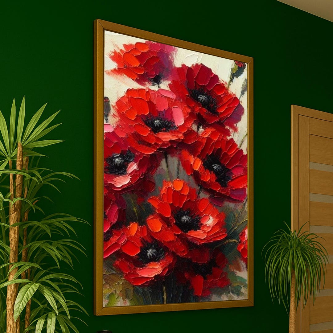Vibrant Red Poppies Canvas, Floral Wall Art, Modern Flower Art, Home ...