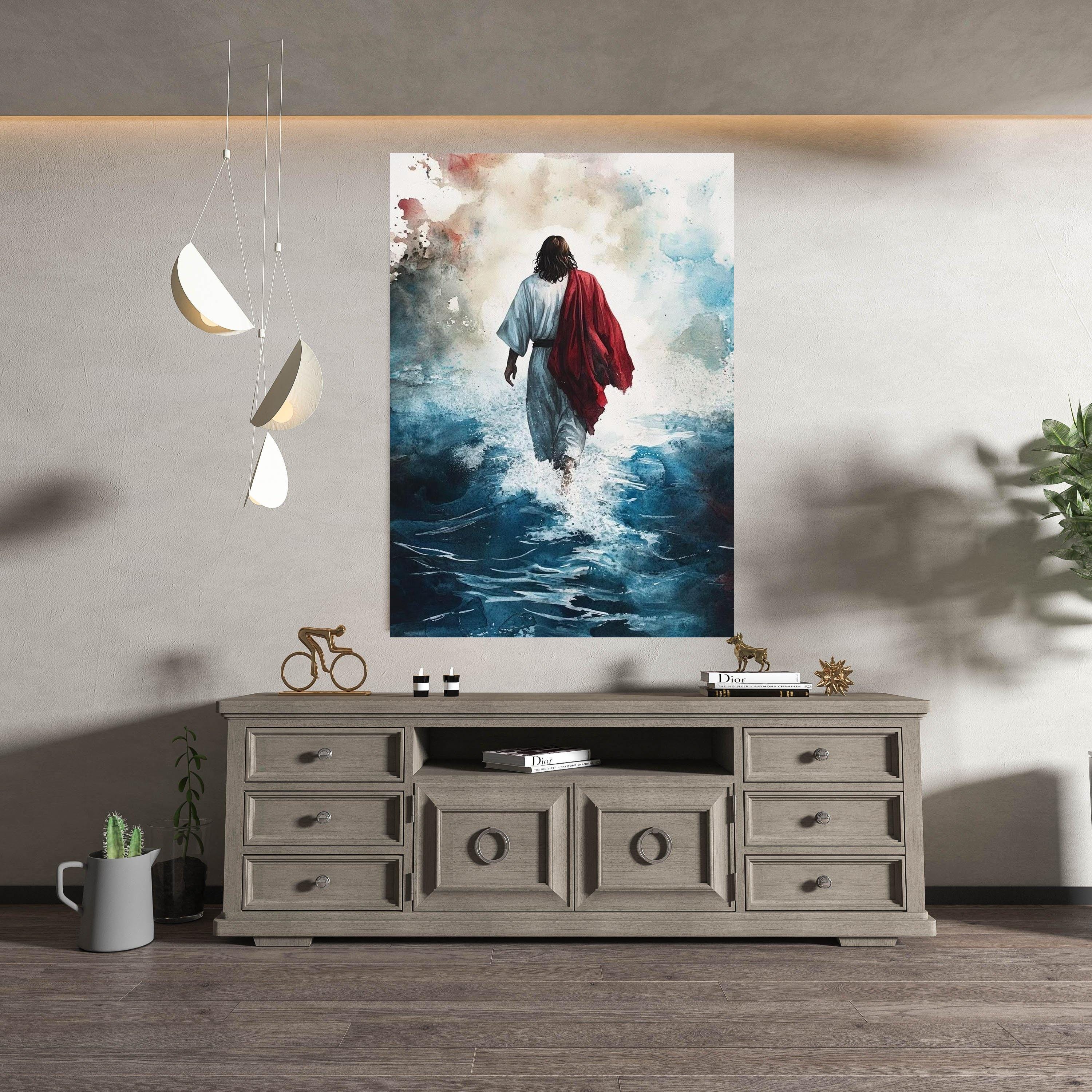 Jesus Walking on Water Canvas Print, Christian Religious Wall Art ...
