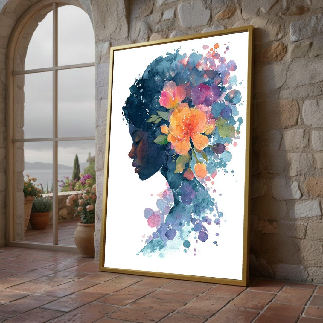 Watercolor Floral Woman Canvas Print – Colorful Feminine Wall Art ...