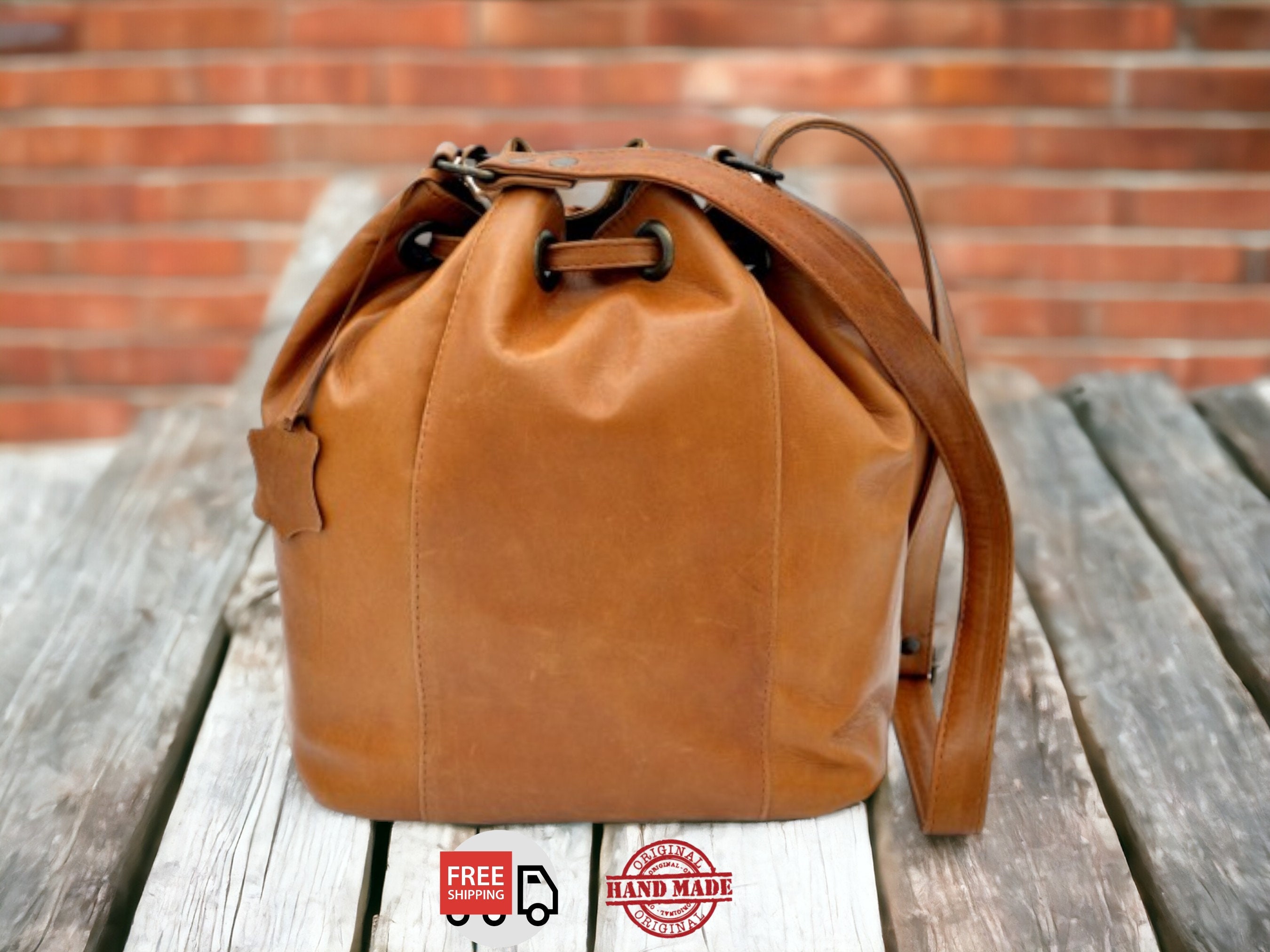 Leather Bucket Bag Etsy UK