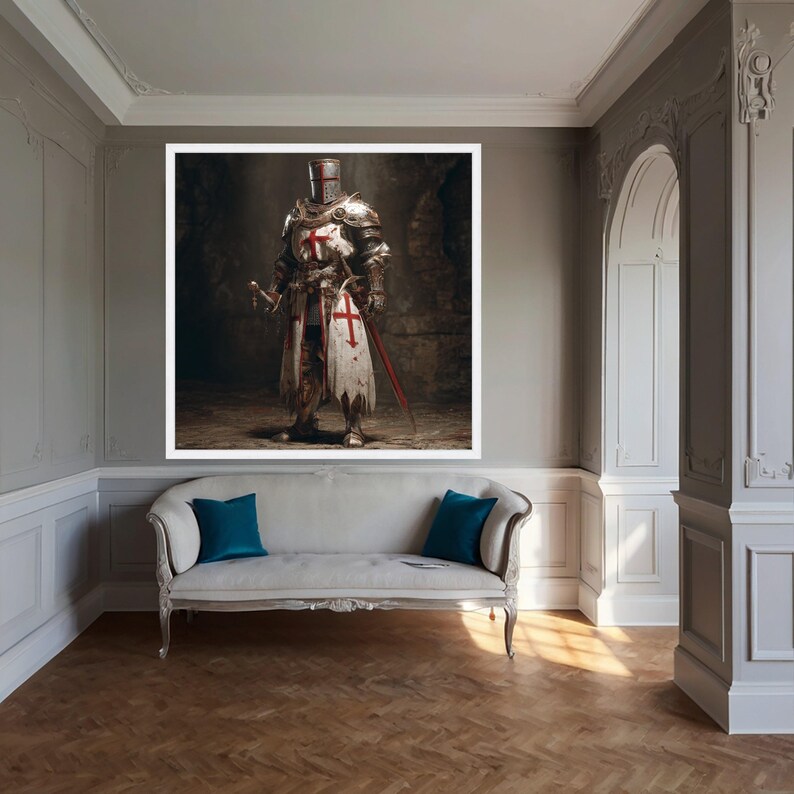 Medieval Crusader Knight Canvas Print – Armored Warrior Wall Decor ...