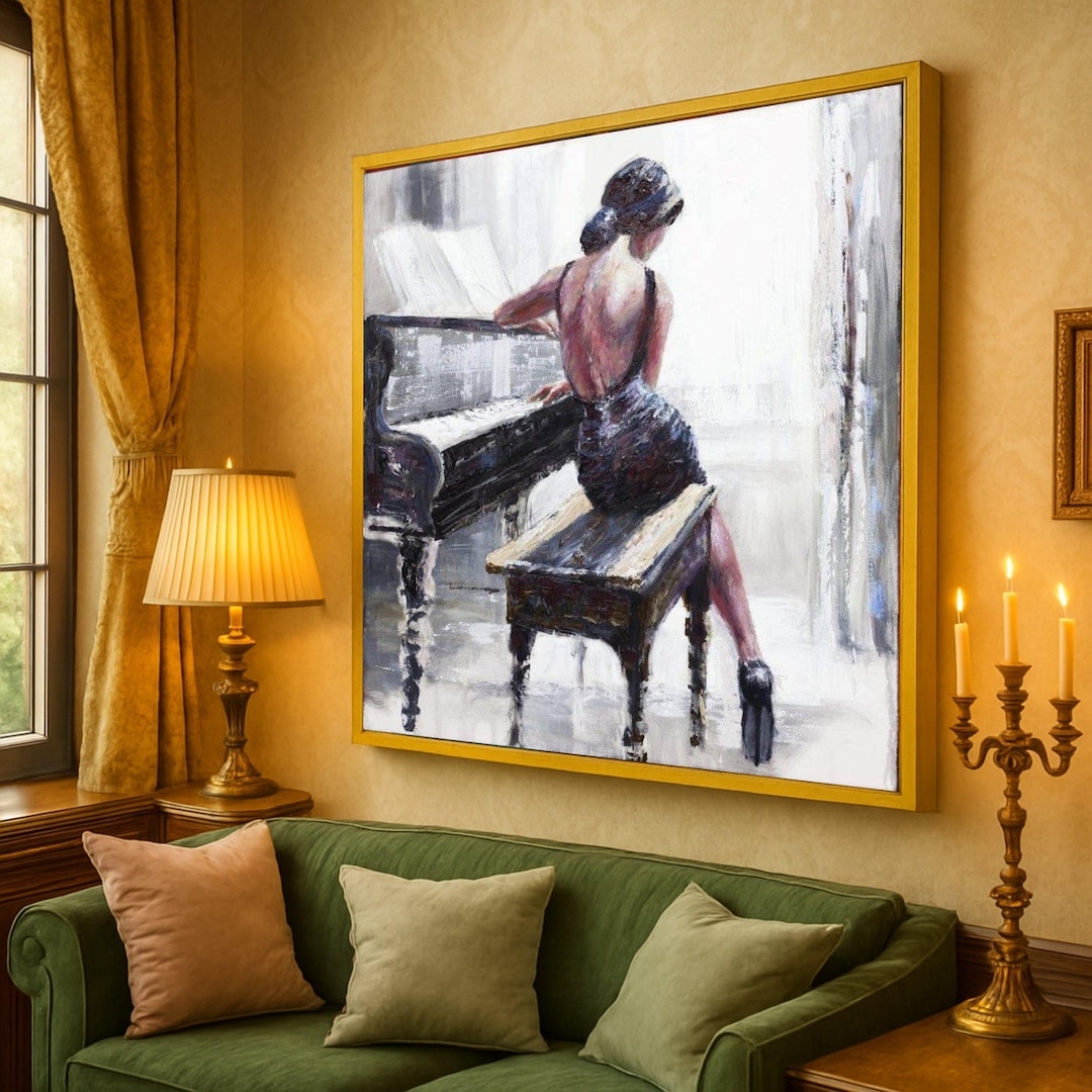 Elegant Pianist Woman Canvas Print – Musical Wall Decor – Classical ...