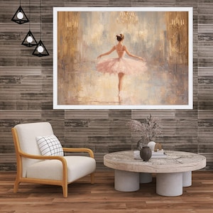 Elegant Ballet Dancer Canvas, Feminine Wall Art Print, Soft Pink Tutu, Scandinavian Wall Art, Nursery Wall Art image 5