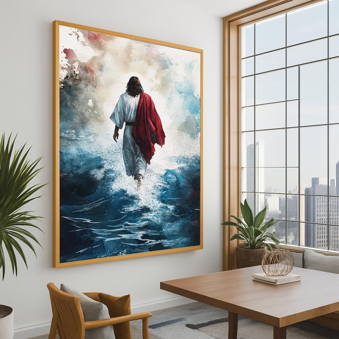 Jesus Walking on Water Canvas Print, Christian Religious Wall Art ...