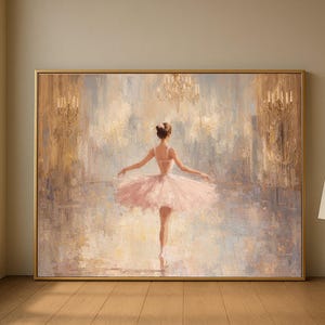 Elegant Ballet Dancer Canvas, Feminine Wall Art Print, Soft Pink Tutu, Scandinavian Wall Art, Nursery Wall Art image 1