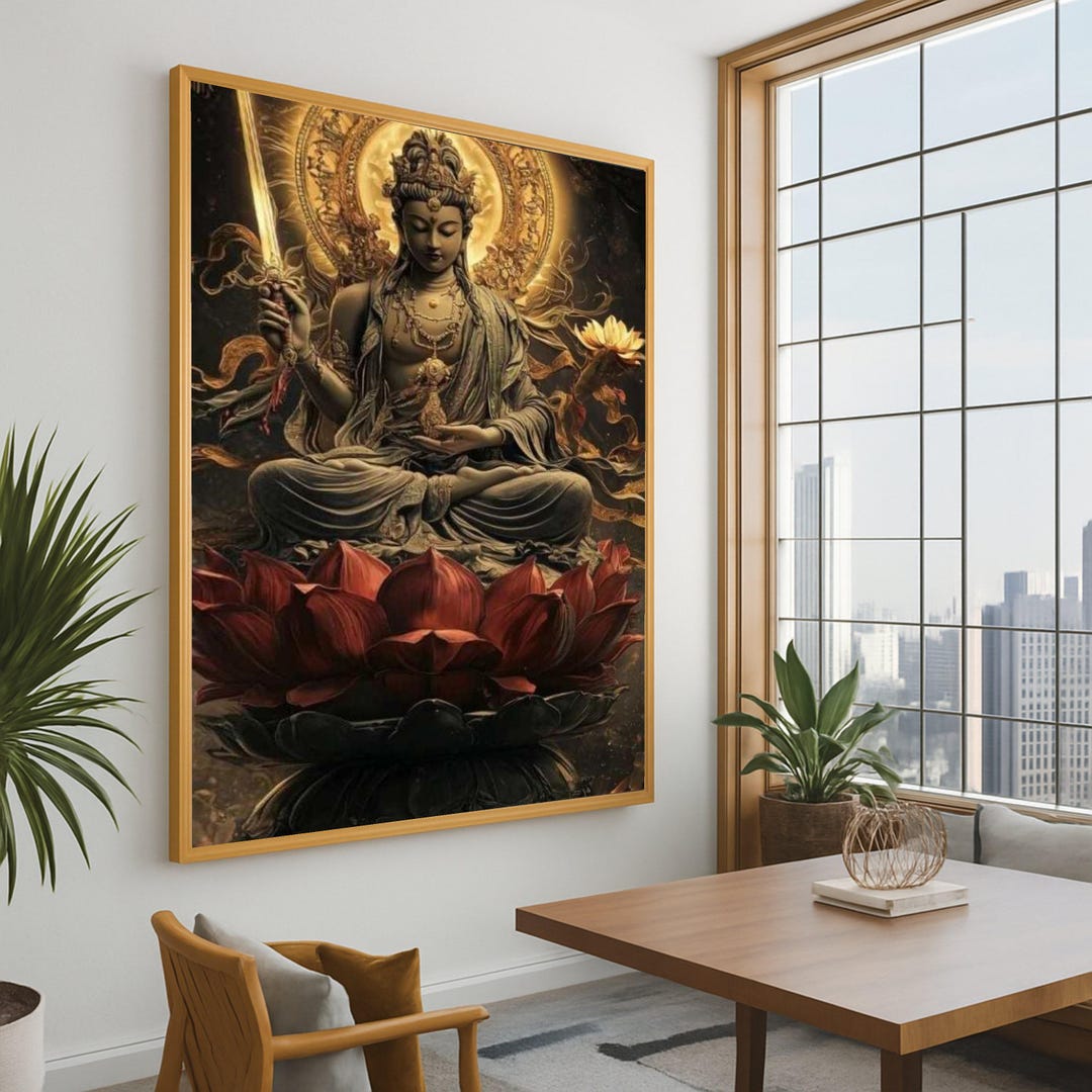 Buddha Goddess Meditation Canvas Print – Spiritual Wall Art, Lotus ...