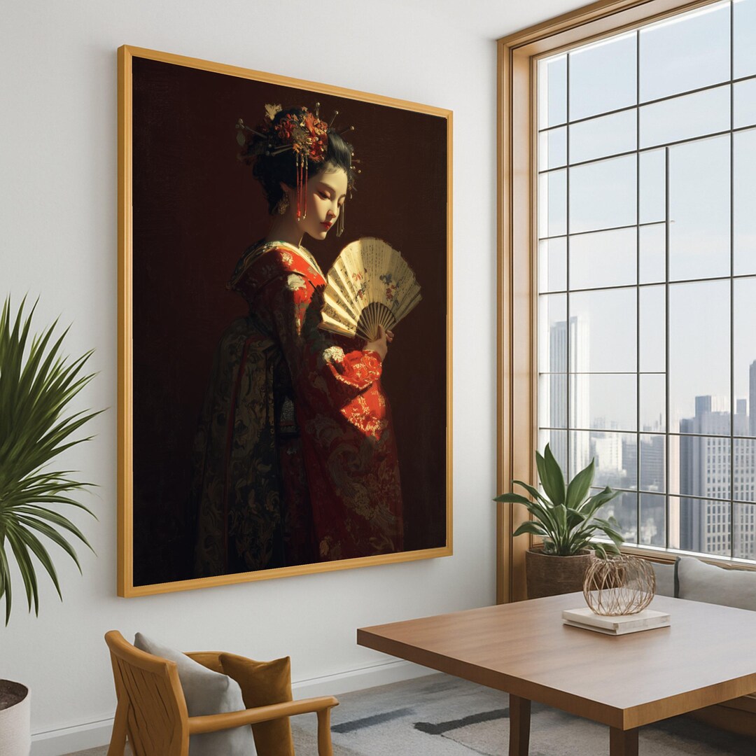 Elegant Geisha Portrait Canvas Print – Japanese Wall Decoration, Modern ...