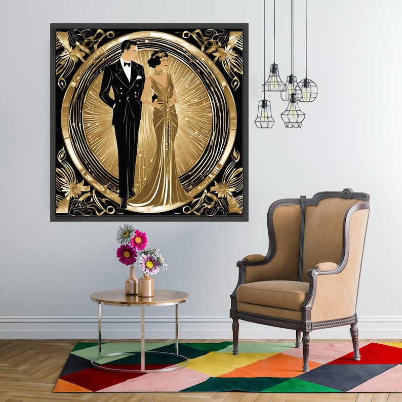 Elegant 1920s Couple Canvas, Art Deco Wall Art, Vintage Glamour Decor ...