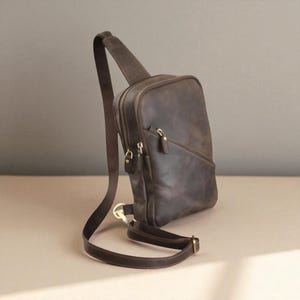 Handmade Leather Crossbody Bag – Stylish Durable Shoulder Purse with Adjustable Strap, Unique Everyday Gift for Her or Him