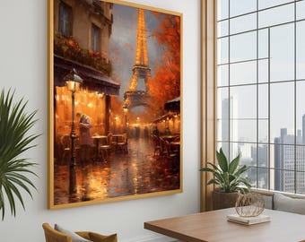 Autumn Evening in Paris Canvas Print – Paris Street Wall Decor – Romantic Paris Wall Art – Fall City Wall Decoration – Ready to Hang Canvas