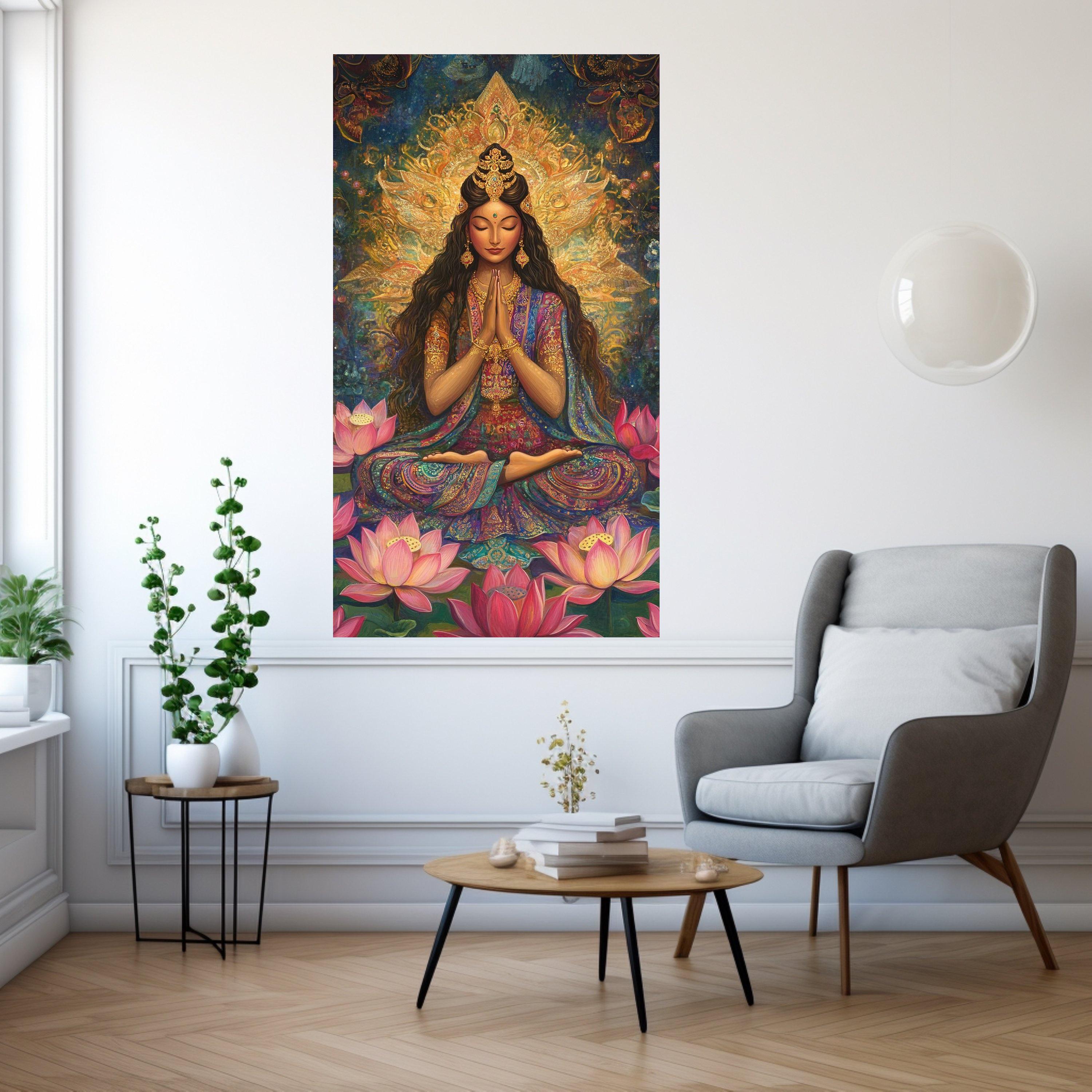 AdoDecor 2 Tele Da Parete Bohemian | Quadro Mandala Exhale Inhale | 40x50 Cm Senza Cornice | Poster Zen Per Yoga E Camera Da Letto - 4