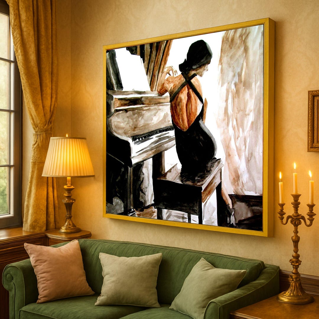 Elegant Pianist Woman Canvas Print – Musical Wall Decoration – Classy ...