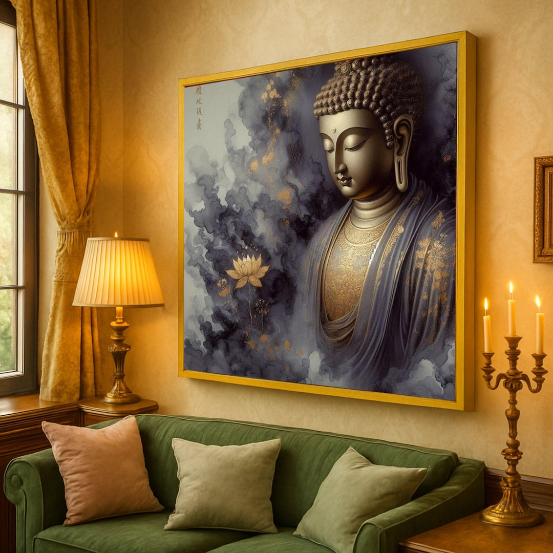Golden Buddha Canvas Print, Tranquil Zen Wall Decor – Spiritual Wall ...