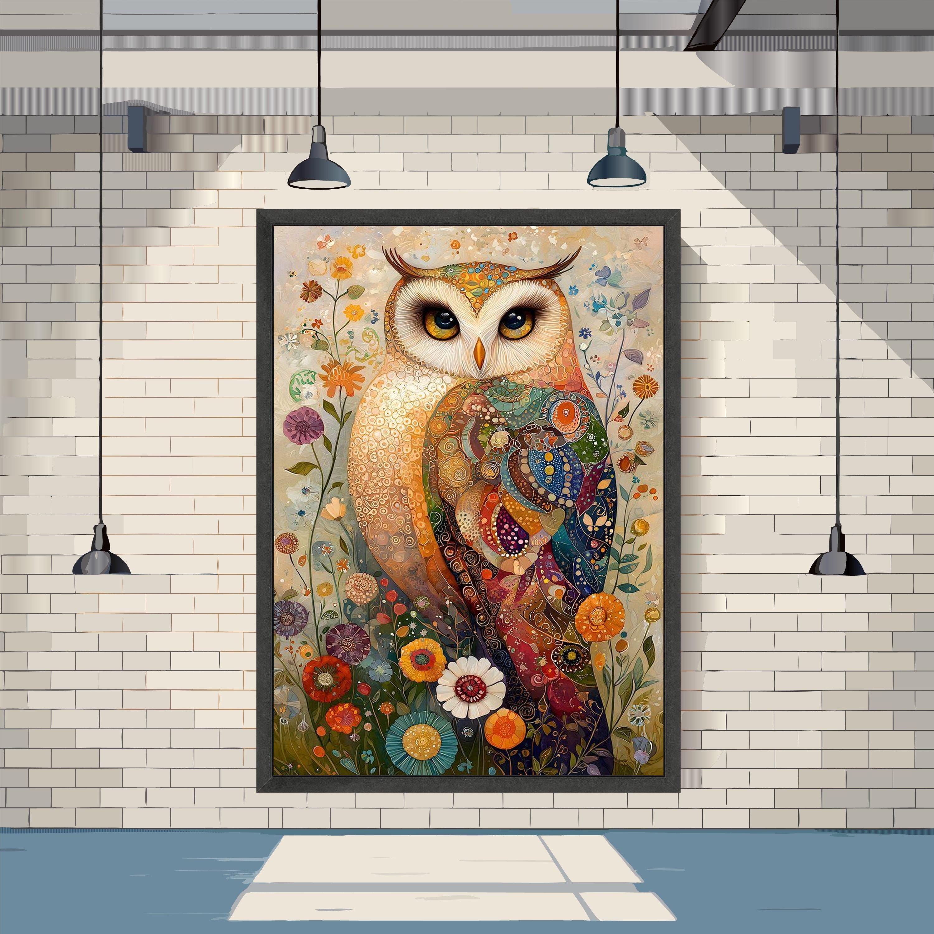 Colorful Owl Canvas Wall Art, Abstract Animal Whimsical Woodland Decor ...
