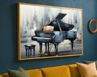 Elegante vleugel canvas muurkunst, decor muziekinstrument, moderne muziekkamer canvas, artistieke woondecoratie, klaar om op te hangen
