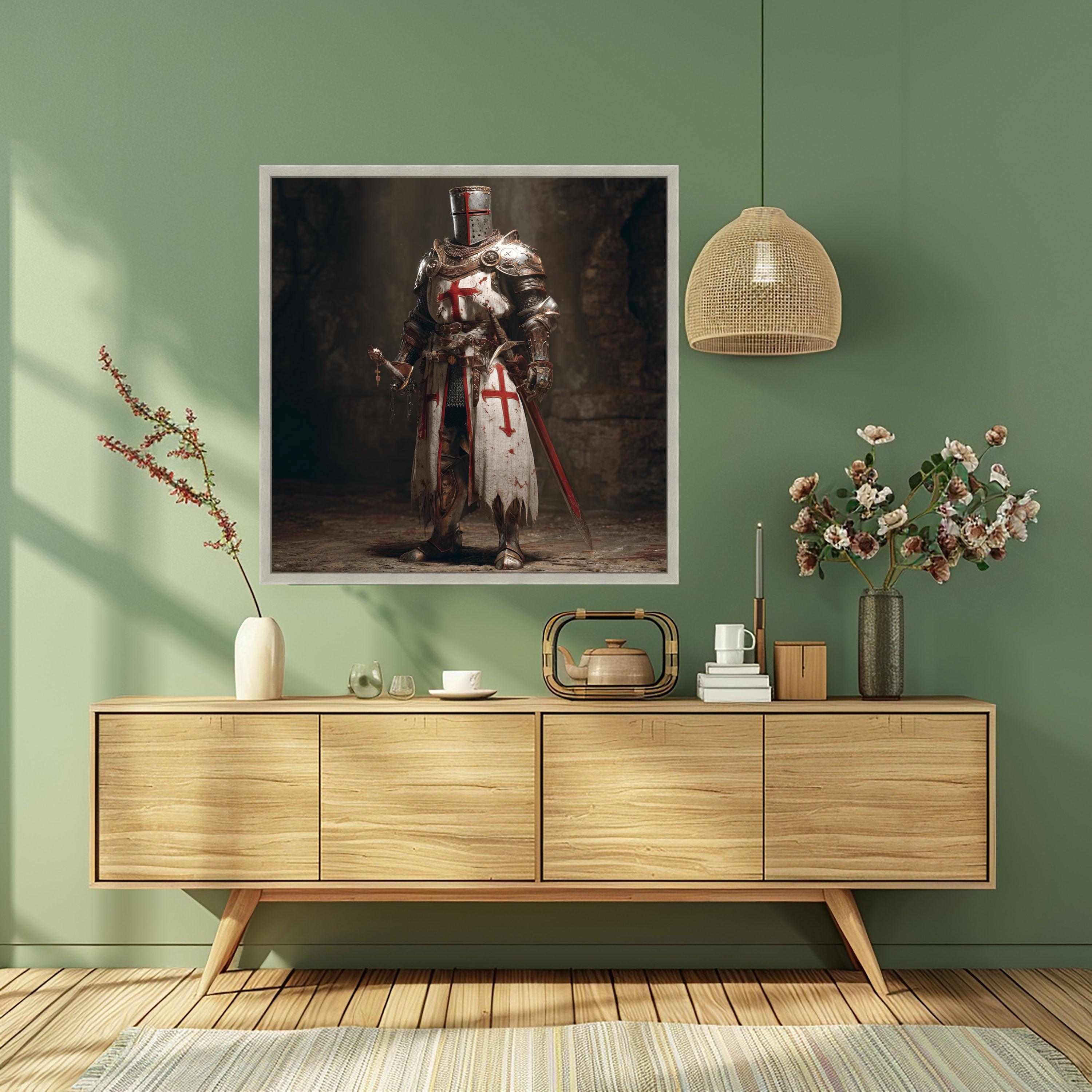 Medieval Crusader Knight Canvas Print – Armored Warrior Wall Decor ...