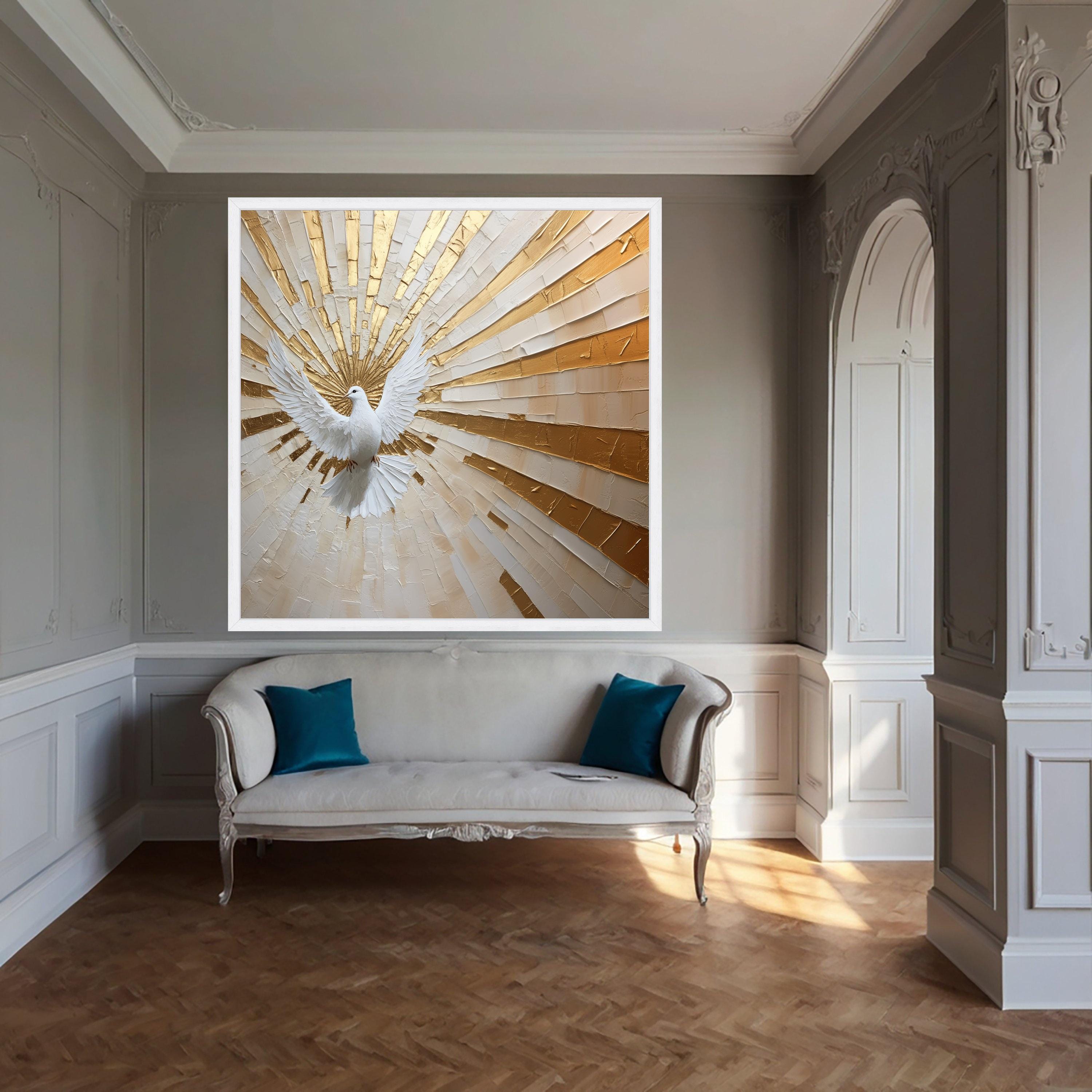 Holy Spirit Dove Canvas Print – Gold Religious Wall Art, Spiritual Wall ...