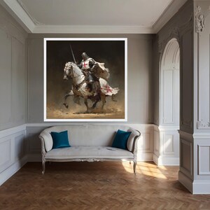 Medieval Knight on Horseback Canvas Print – Armored Warrior Wall Decor ...