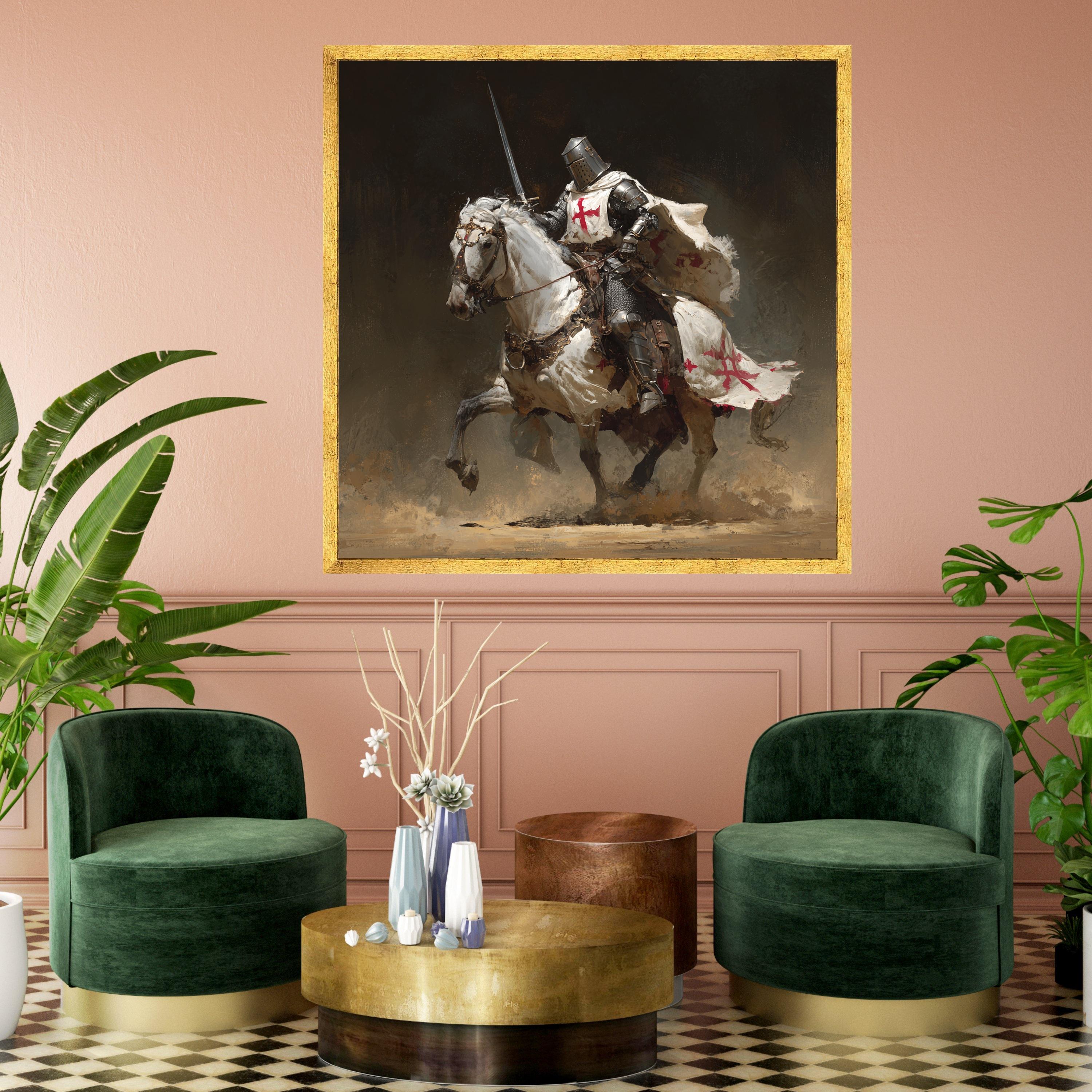 Medieval Knight on Horseback Canvas Print – Armored Warrior Wall Decor ...