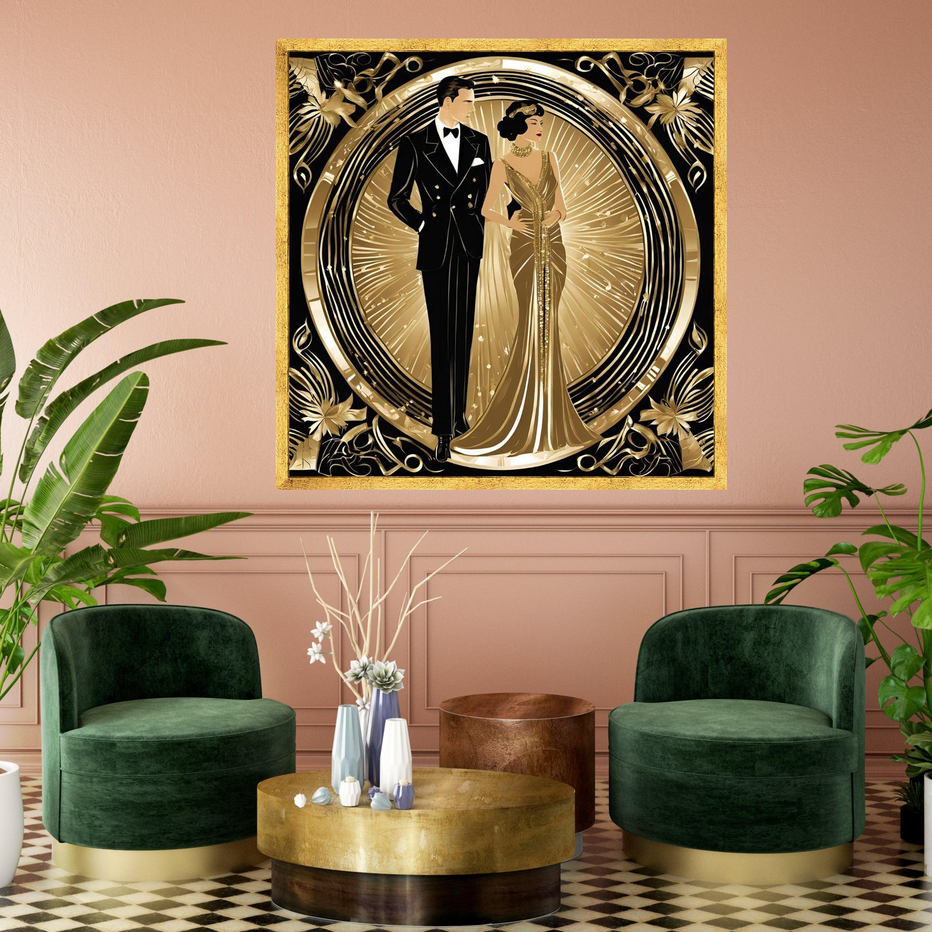 Elegant 1920s Couple Canvas, Art Deco Wall Art, Vintage Glamour Decor ...