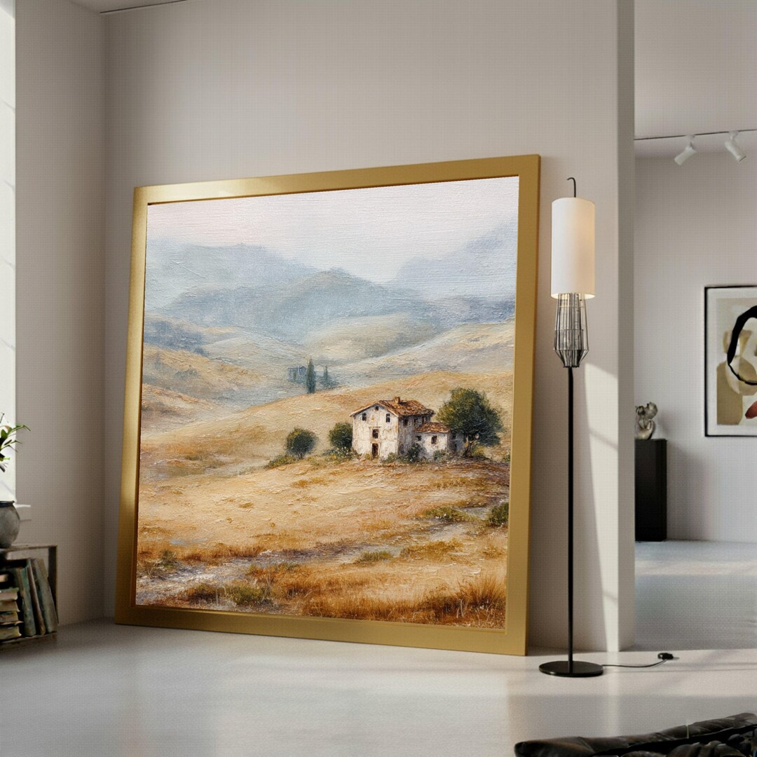 Rustic Countryside Scene, Vintage House Canvas, Landscape Wall Art ...