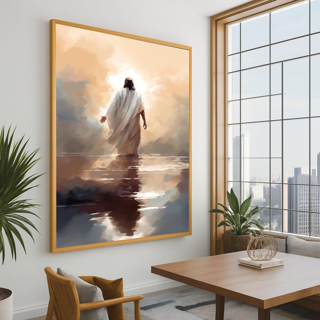 Jesus Walking on Water Canvas Print – Inspirational Wall Art, Christian ...