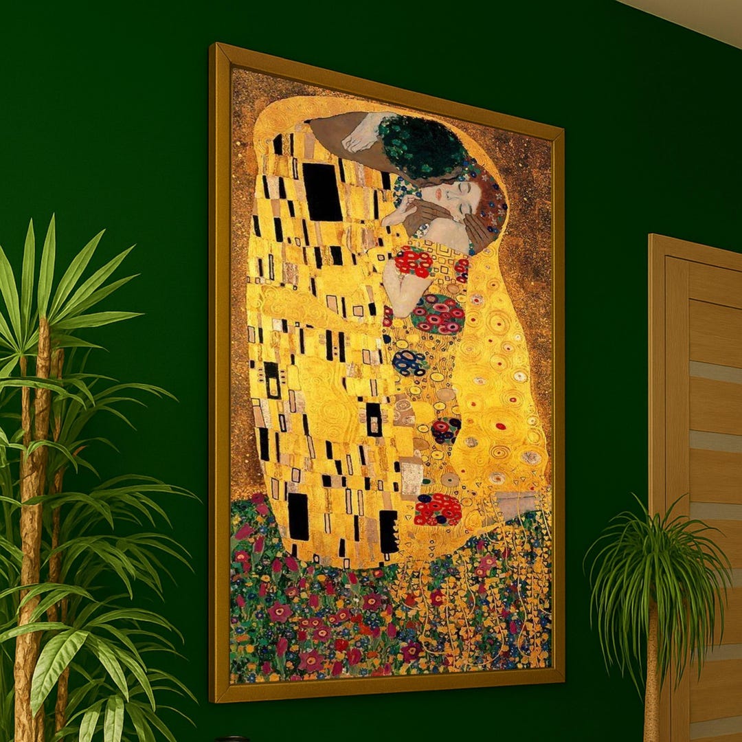 The Kiss Canvas Print – Gustav Klimt Wall Decoration – Golden Wall Art ...