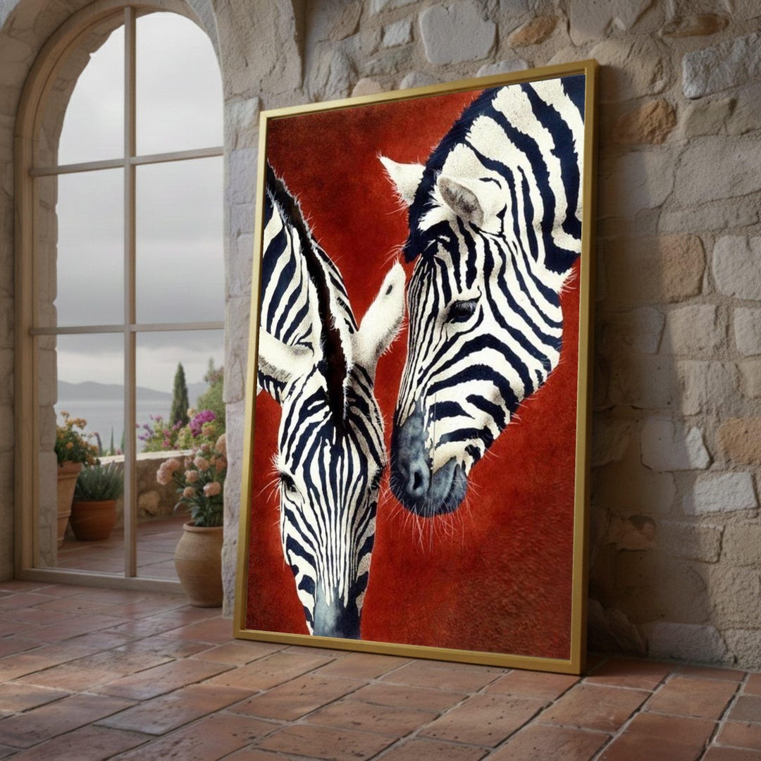 Zebra Duo Canvas, Animal Wall Art, Wildlife Print, Framed Zebra Decor ...