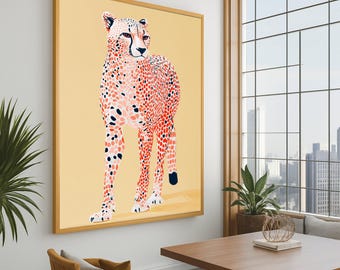 Modern Cheetah Canvas Art: Abstract Wildlife Decor, Ready to Hang