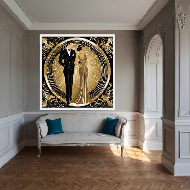 Elegant 1920s Couple Canvas, Art Deco Wall Art, Vintage Glamour Decor ...