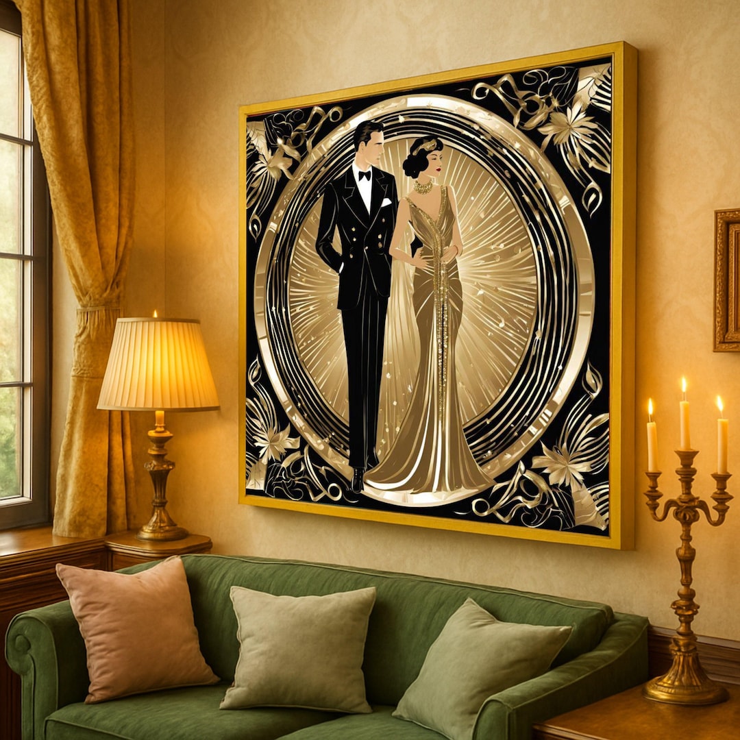 Elegant 1920s Couple Canvas, Art Deco Wall Art, Vintage Glamour Decor ...