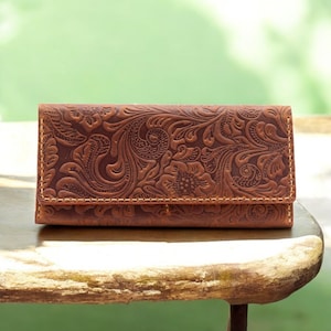 Cartera de mujer de cuero genuino hecha a mano, elegante y duradera para uso diario, idea de regalo perfecta para ella, diseño atemporal y compacto.