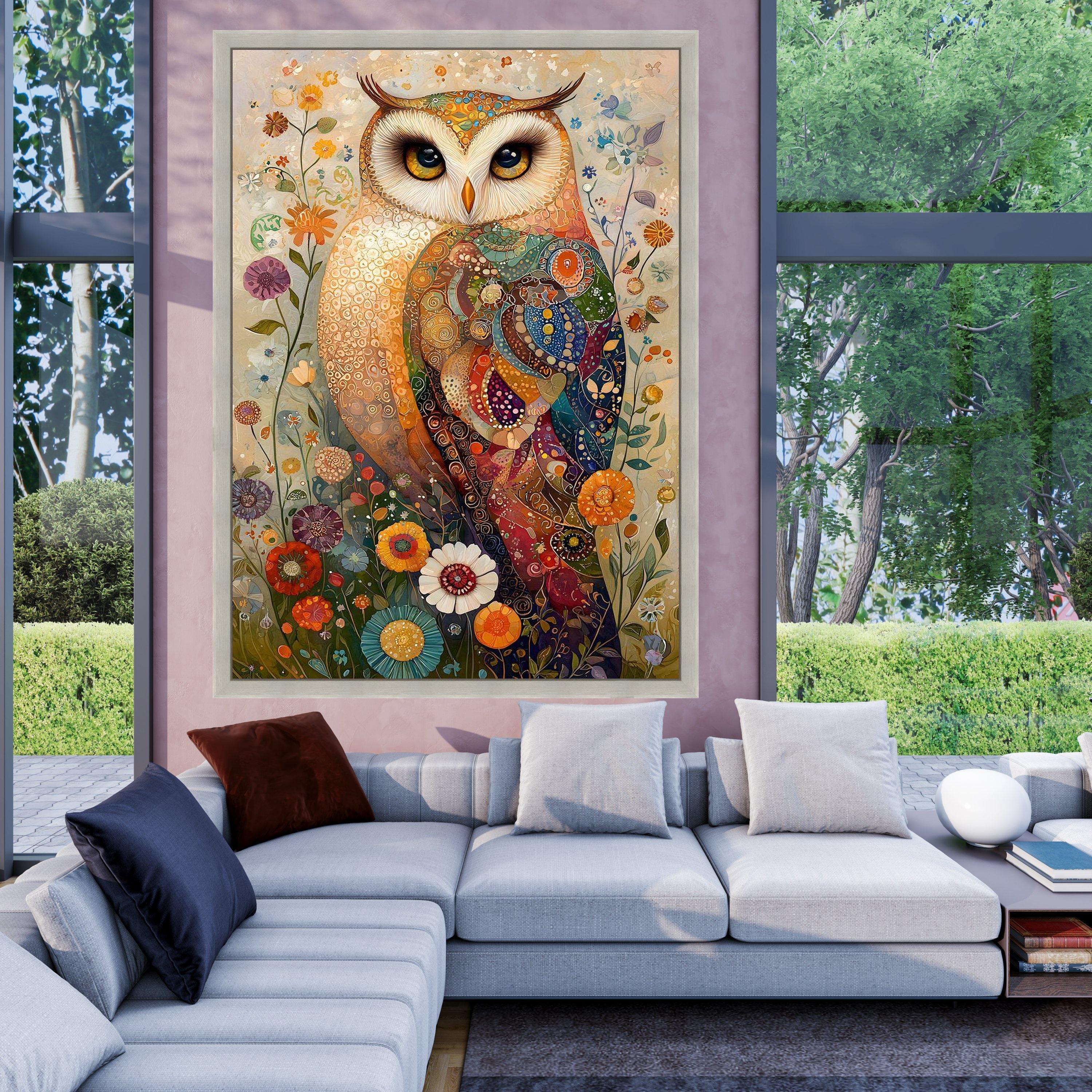 Colorful Owl Canvas Wall Art, Abstract Animal Whimsical Woodland Decor ...